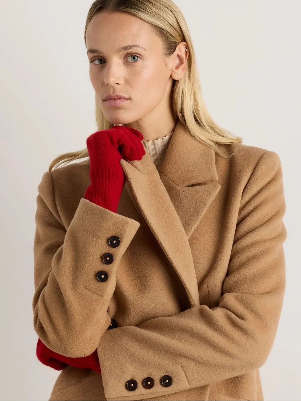NWT QUINCE Mongolian Cashmere Gloves Varsity Red 0851